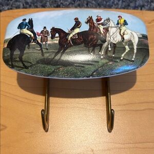 Mid-century vintage wall-mounted coat or key hook, Italian decorative equestrian